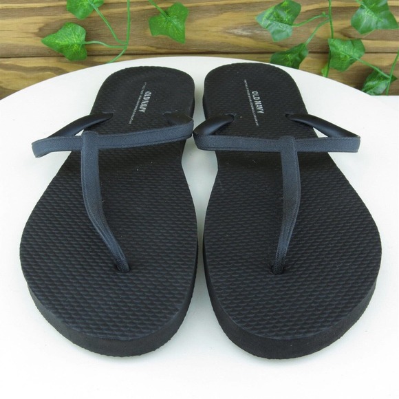 Old Navy Women Thong Shoes Black Synthetic Slip On Size 9 Medium (B, M) - Picture 2 of 6